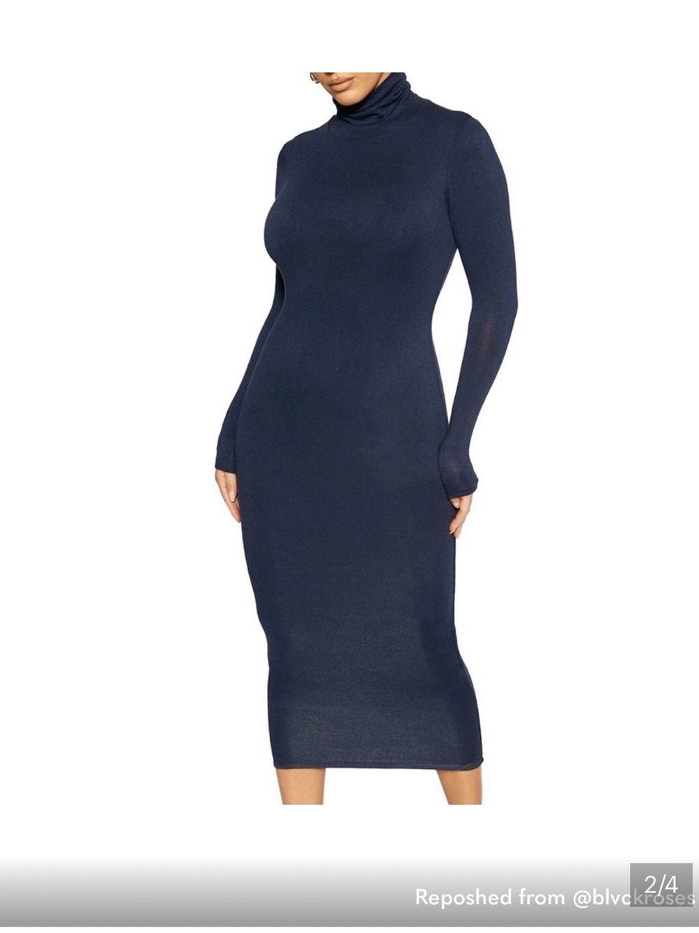 Naked Wardrobe Midi Skirt NAVY - Picture 2 of 2